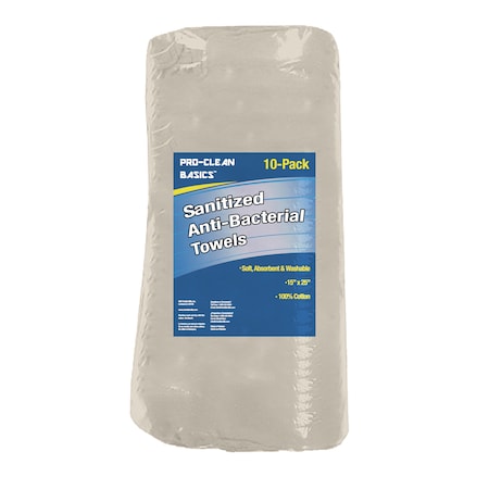 Proclean Sanitized Anti-Bacterial Beige Wiping Towel, 15" X 25", PK10 WW99852